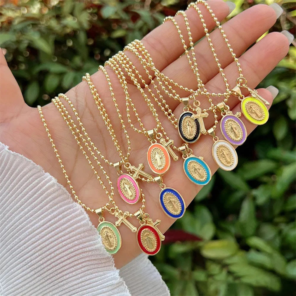 Christianartworkshop Collier Notre-Dame et Croix à double vocation : Un compagnon fidèle pour la foi au quotidien - image 0