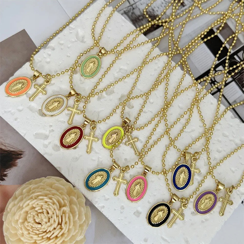 Christianartworkshop Collier Notre-Dame et Croix à double vocation : Un compagnon fidèle pour la foi au quotidien - image 1