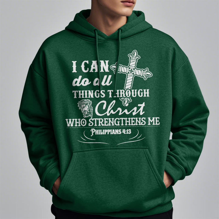 Sweat à capuche en polyester doublé polaire avec citation « Je peux tout faire » de Christianartworkshop - image 14