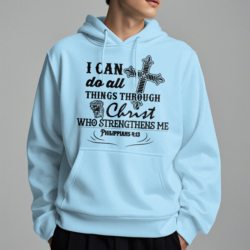 Sweat à capuche en polyester doublé polaire avec citation « Je peux tout faire » de Christianartworkshop - image 18