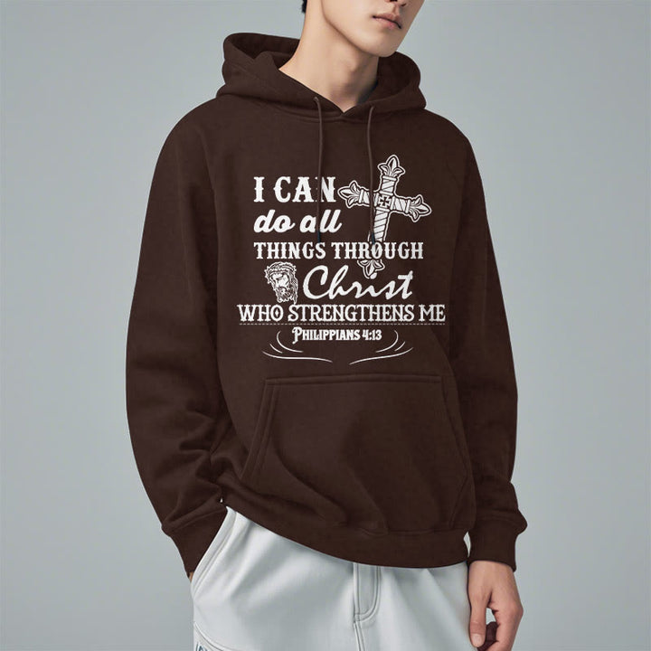 Sweat à capuche en polyester doublé polaire avec citation « Je peux tout faire » de Christianartworkshop - image 10