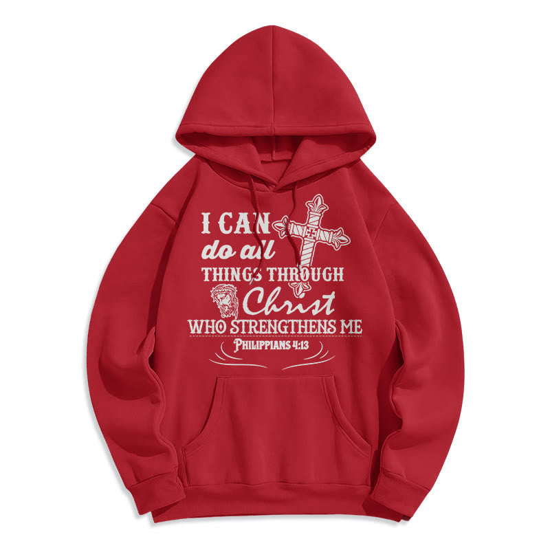 Sweat à capuche en polyester doublé polaire avec citation « Je peux tout faire » de Christianartworkshop - Rouge - 2XL - image 21