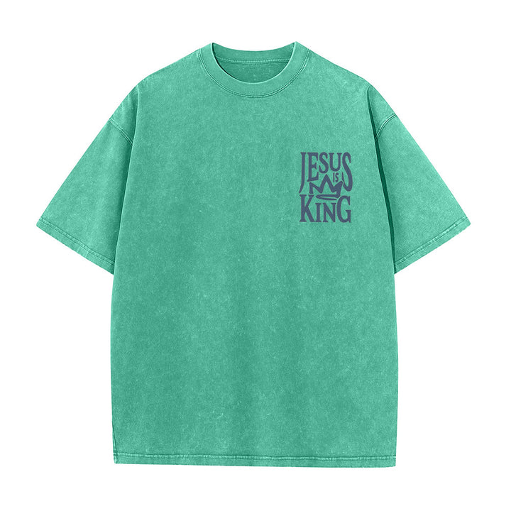 T-shirt unisexe délavé Christianartworkshop « Jésus est roi » - image 13