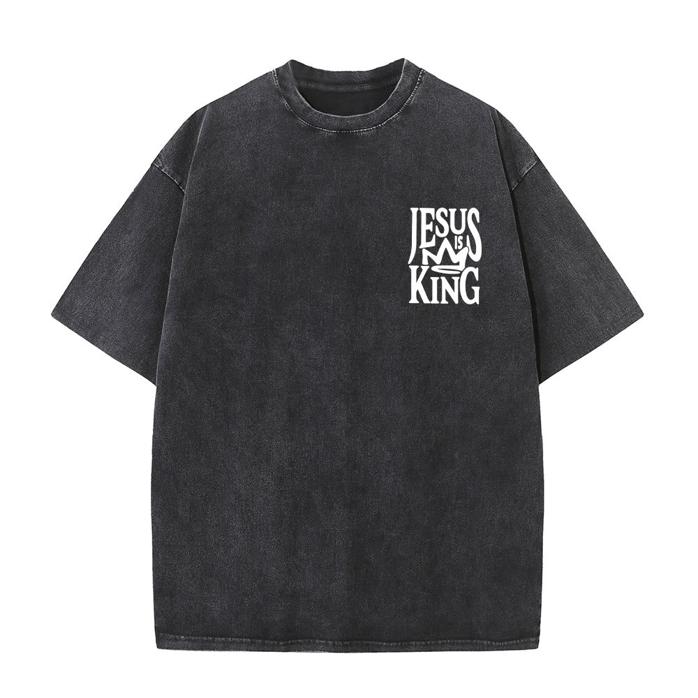 T-shirt unisexe délavé Christianartworkshop « Jésus est roi » - image 7
