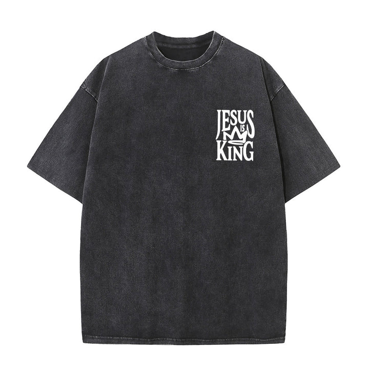 T-shirt unisexe délavé Christianartworkshop « Jésus est roi » - image 7