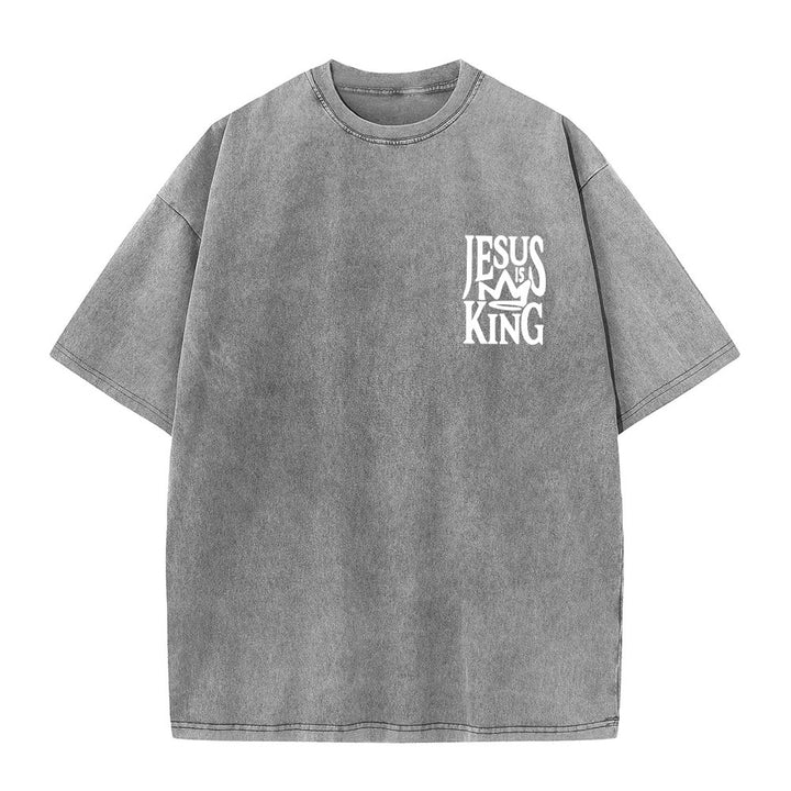 T-shirt unisexe délavé Christianartworkshop « Jésus est roi » - image 11