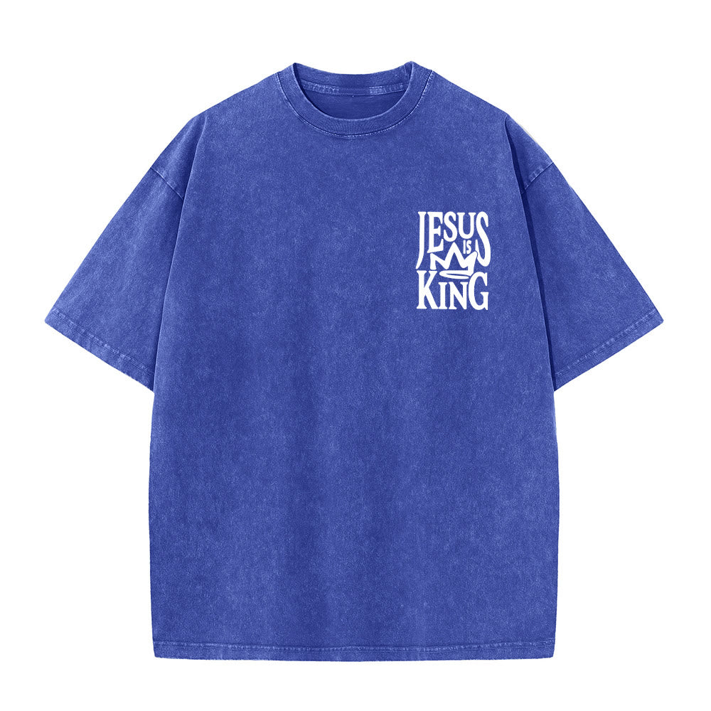 T-shirt unisexe délavé Christianartworkshop « Jésus est roi » - image 1