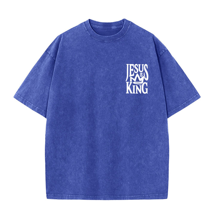 T-shirt unisexe délavé Christianartworkshop « Jésus est roi » - image 1