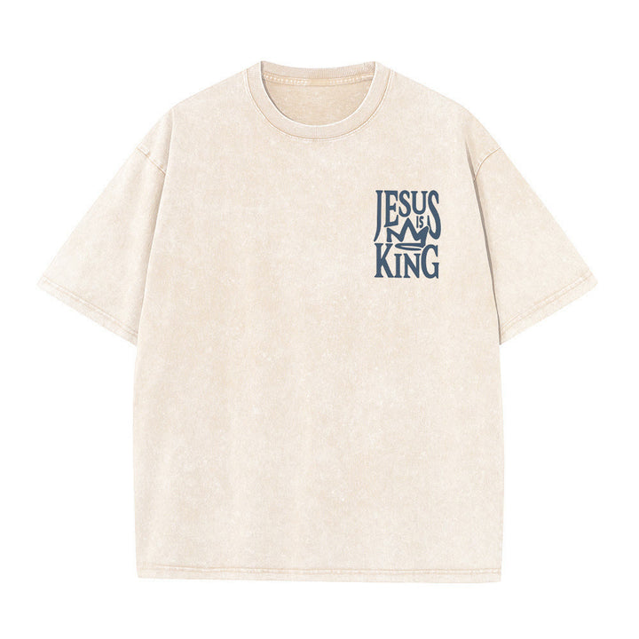 T-shirt unisexe délavé Christianartworkshop « Jésus est roi » - image 3