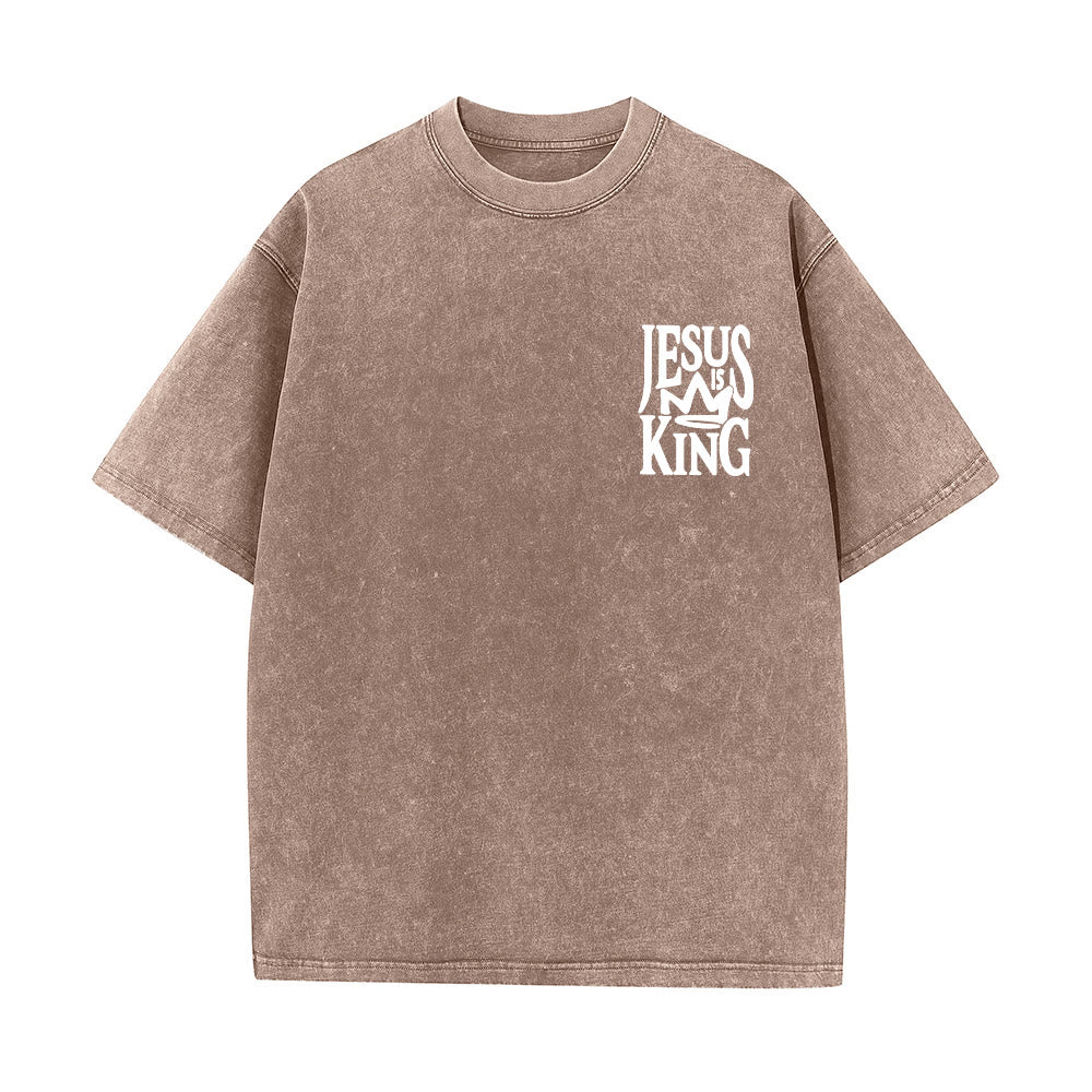 T-shirt unisexe délavé Christianartworkshop « Jésus est roi » - image 17