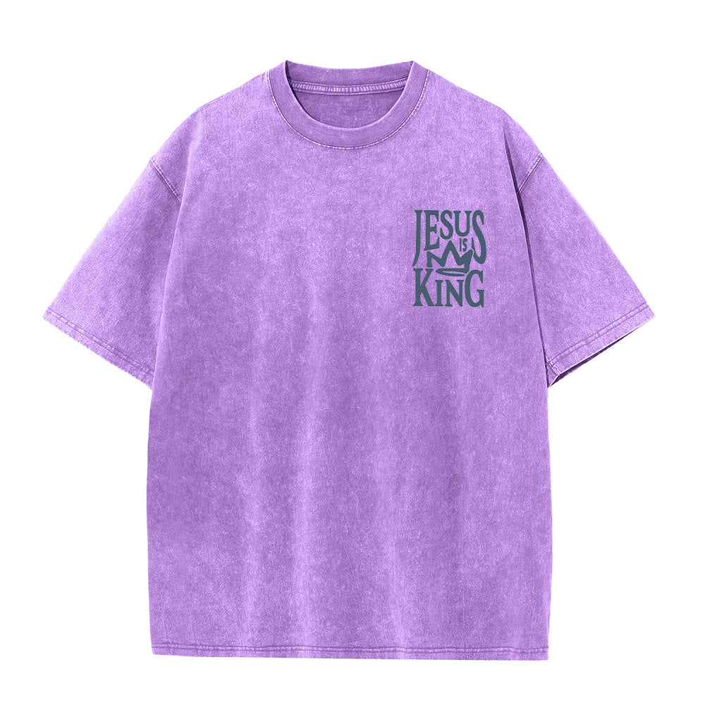T-shirt unisexe délavé Christianartworkshop « Jésus est roi » - image 9