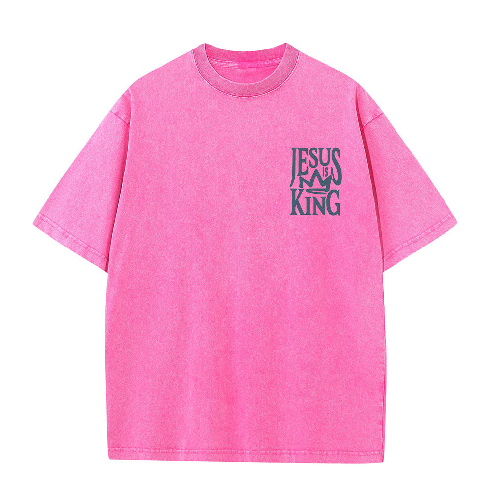 T-shirt unisexe délavé Christianartworkshop « Jésus est roi » - image 5