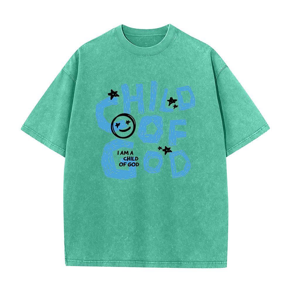 T-shirt unisexe délavé Christianartworkshop Enfant de Dieu - Vert - 5XL - image 7