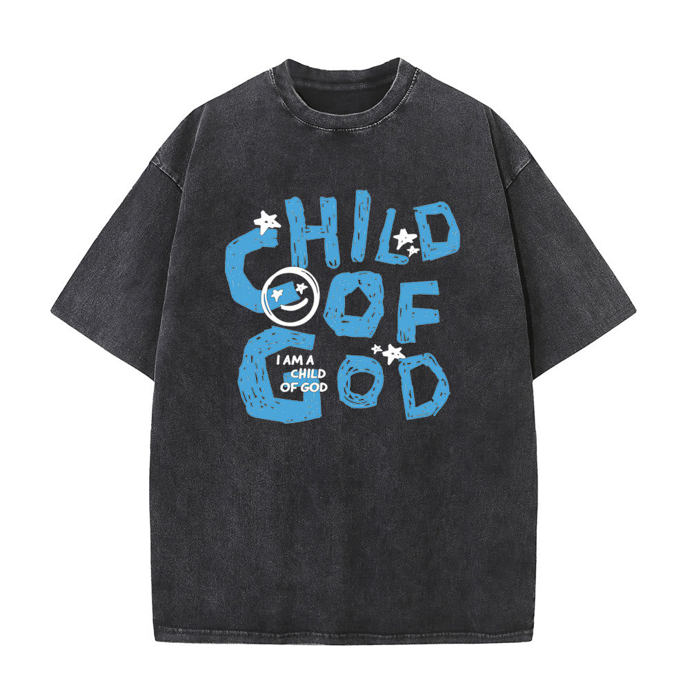 T-shirt unisexe délavé Christianartworkshop Enfant de Dieu - Noir - 5XL - image 2