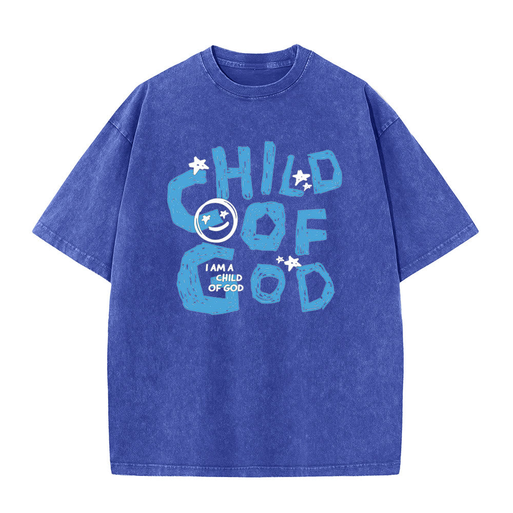 T-shirt unisexe délavé Christianartworkshop Enfant de Dieu - Bleu - 5XL - image 8