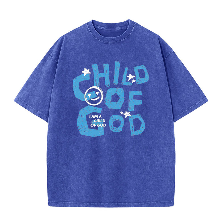 T-shirt unisexe délavé Christianartworkshop Enfant de Dieu - Bleu - 5XL - image 8