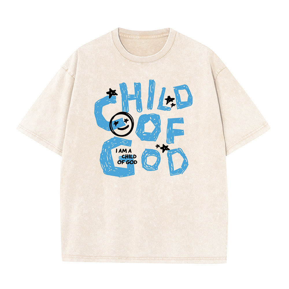 T-shirt unisexe délavé Christianartworkshop Enfant de Dieu - Abricot - 5XL - image 1