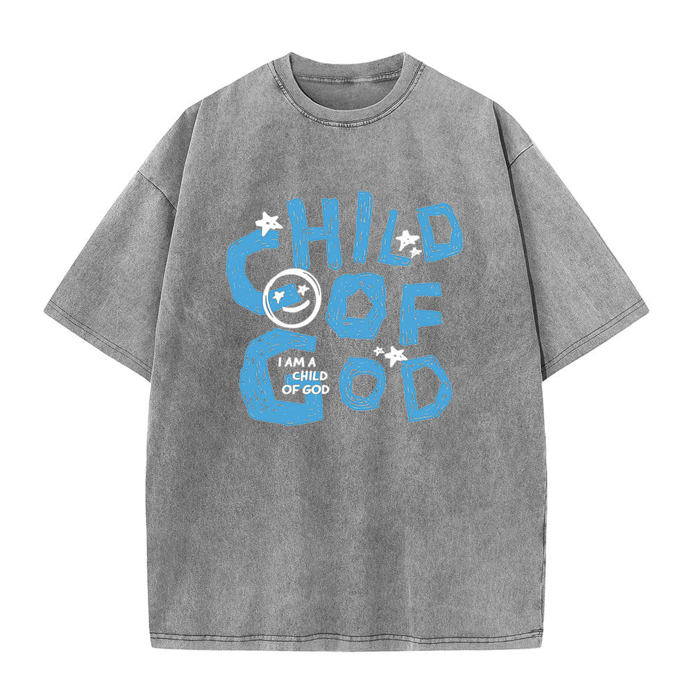 T-shirt unisexe délavé Christianartworkshop Enfant de Dieu - Gris - 5XL - image 4