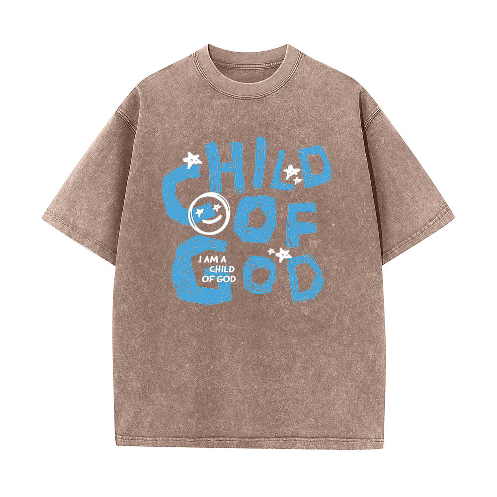 T-shirt unisexe délavé Christianartworkshop Enfant de Dieu - Café - 5XL - image 6