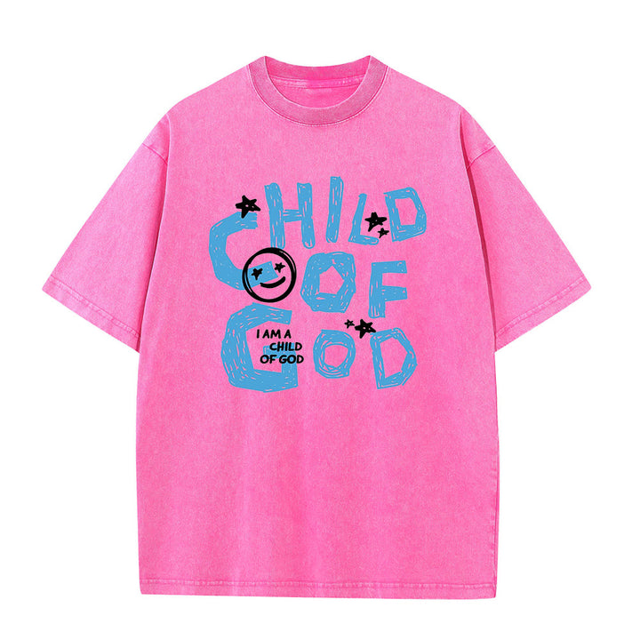 T-shirt unisexe délavé Christianartworkshop Enfant de Dieu - Rose - 5XL - image 0
