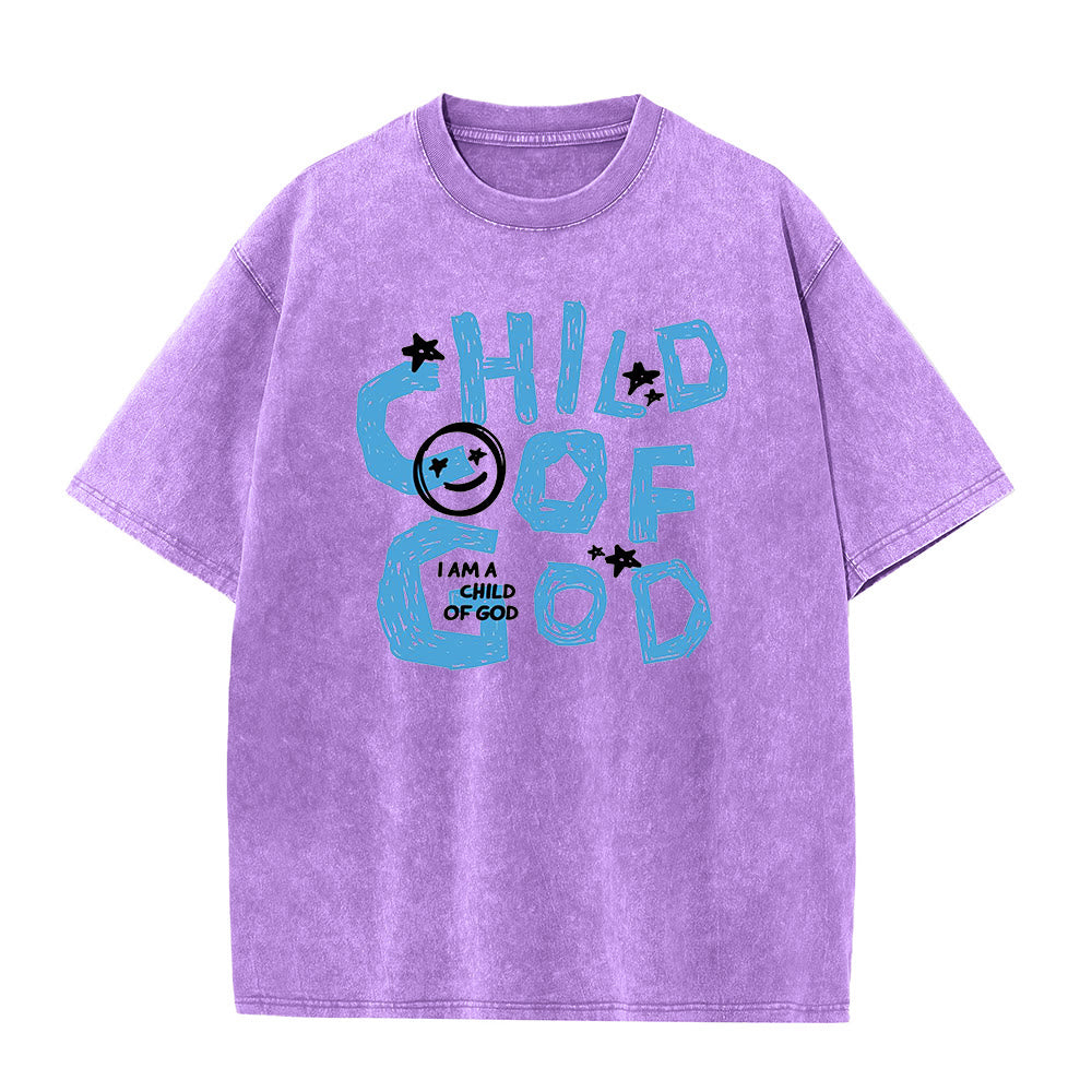 T-shirt unisexe délavé Christianartworkshop Enfant de Dieu - Violet - 5XL - image 5