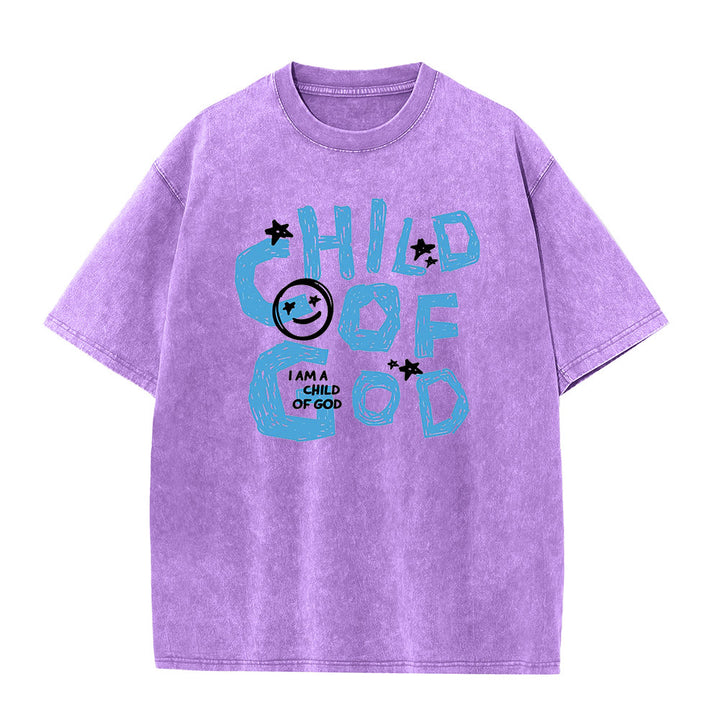 T-shirt unisexe délavé Christianartworkshop Enfant de Dieu - Violet - 5XL - image 5