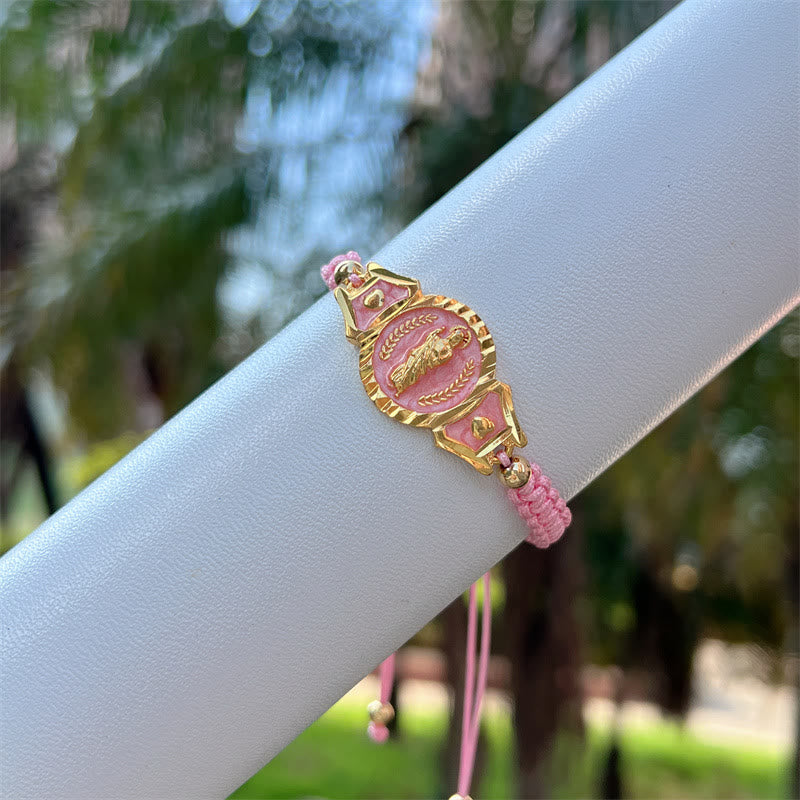 Bracelet Notre-Dame multi-cordons de Christianartworkshop : Un doux rappel de sa bienveillance - Rose - image 5