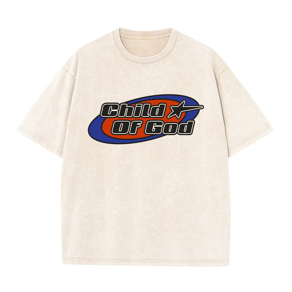 T-shirt unisexe délavé Christianartworkshop « Enfant de Dieu » - Abricot - 5XL - image 0