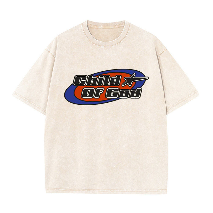 T-shirt unisexe délavé Christianartworkshop « Enfant de Dieu » - Abricot - 5XL - image 0