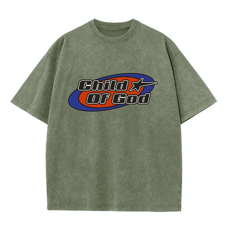 T-shirt unisexe délavé Christianartworkshop « Enfant de Dieu » - Vert armée - 5XL - image 8