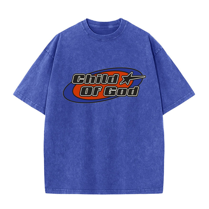 T-shirt unisexe délavé Christianartworkshop « Enfant de Dieu » - Bleu - 5XL - image 3