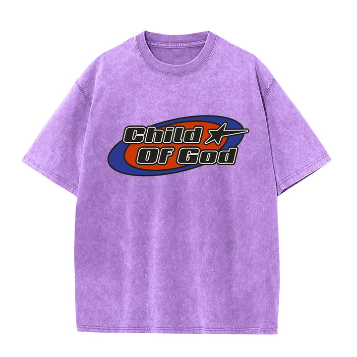 T-shirt unisexe délavé Christianartworkshop « Enfant de Dieu » - Violet - 5XL - image 4