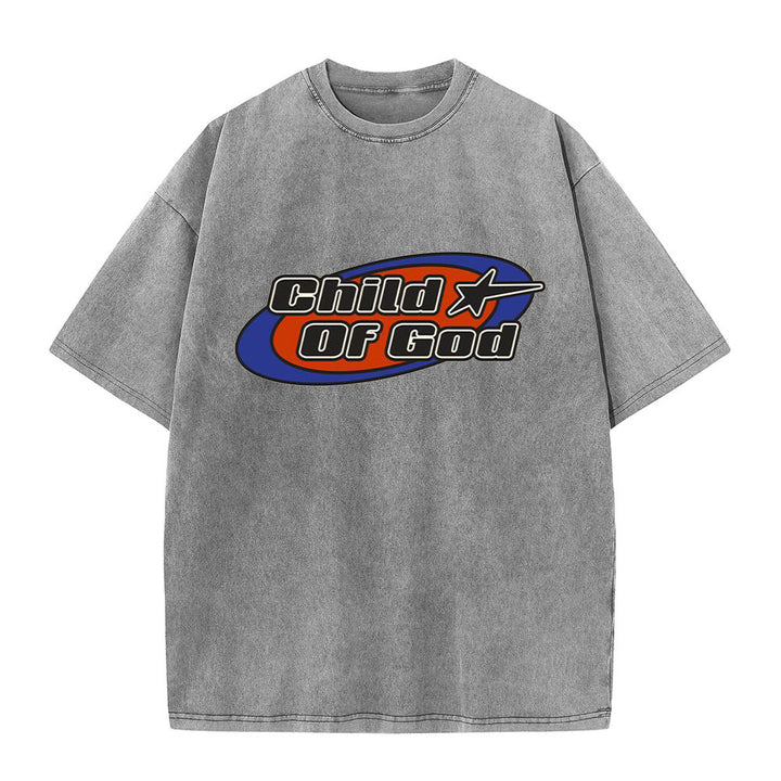 T-shirt unisexe délavé Christianartworkshop « Enfant de Dieu » - Gris - 5XL - image 5