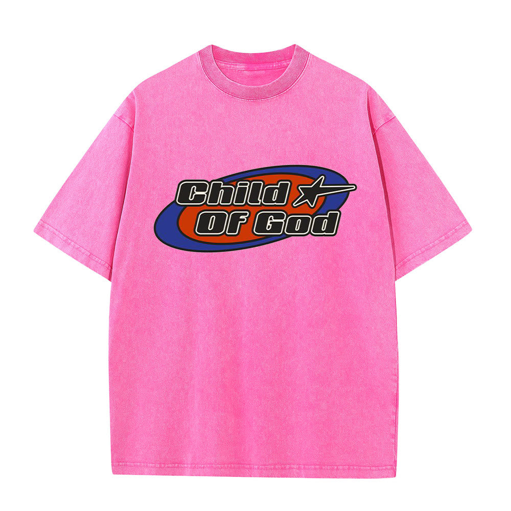 T-shirt unisexe délavé Christianartworkshop « Enfant de Dieu » - Rose - 5XL - image 7