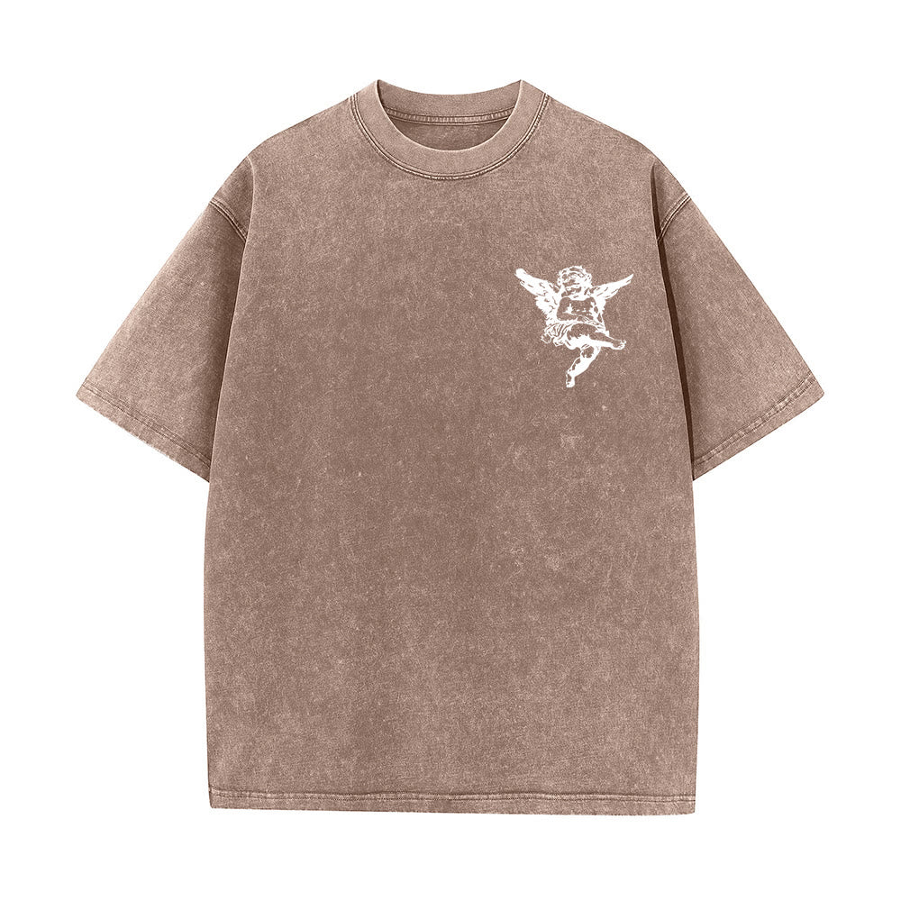 T-shirt unisexe lavé, inspiré par Christianartworkshop et orné d'un chérubin. - image 11