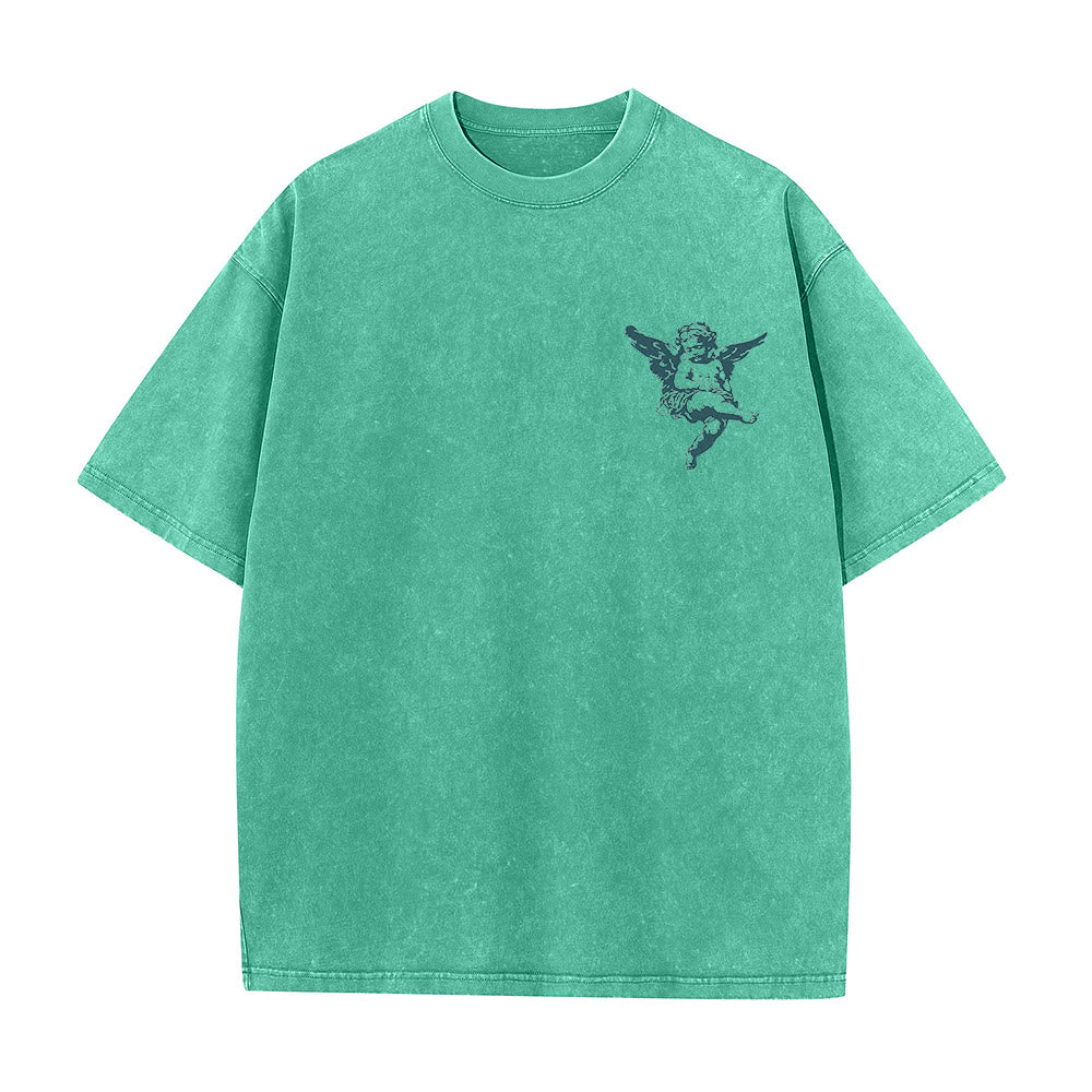 T-shirt unisexe lavé, inspiré par Christianartworkshop et orné d'un chérubin. - image 5