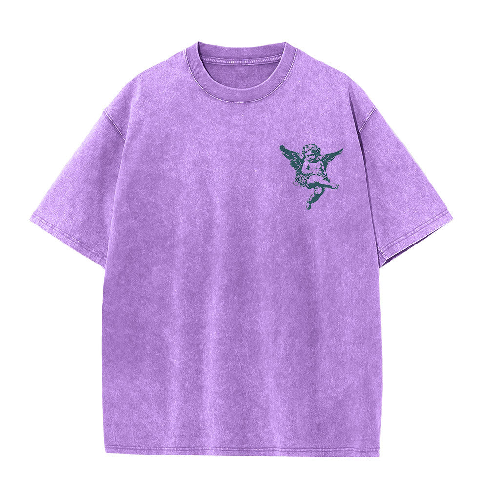 T-shirt unisexe lavé, inspiré par Christianartworkshop et orné d'un chérubin. - image 15