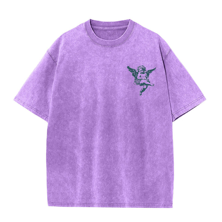 T-shirt unisexe lavé, inspiré par Christianartworkshop et orné d'un chérubin. - image 15
