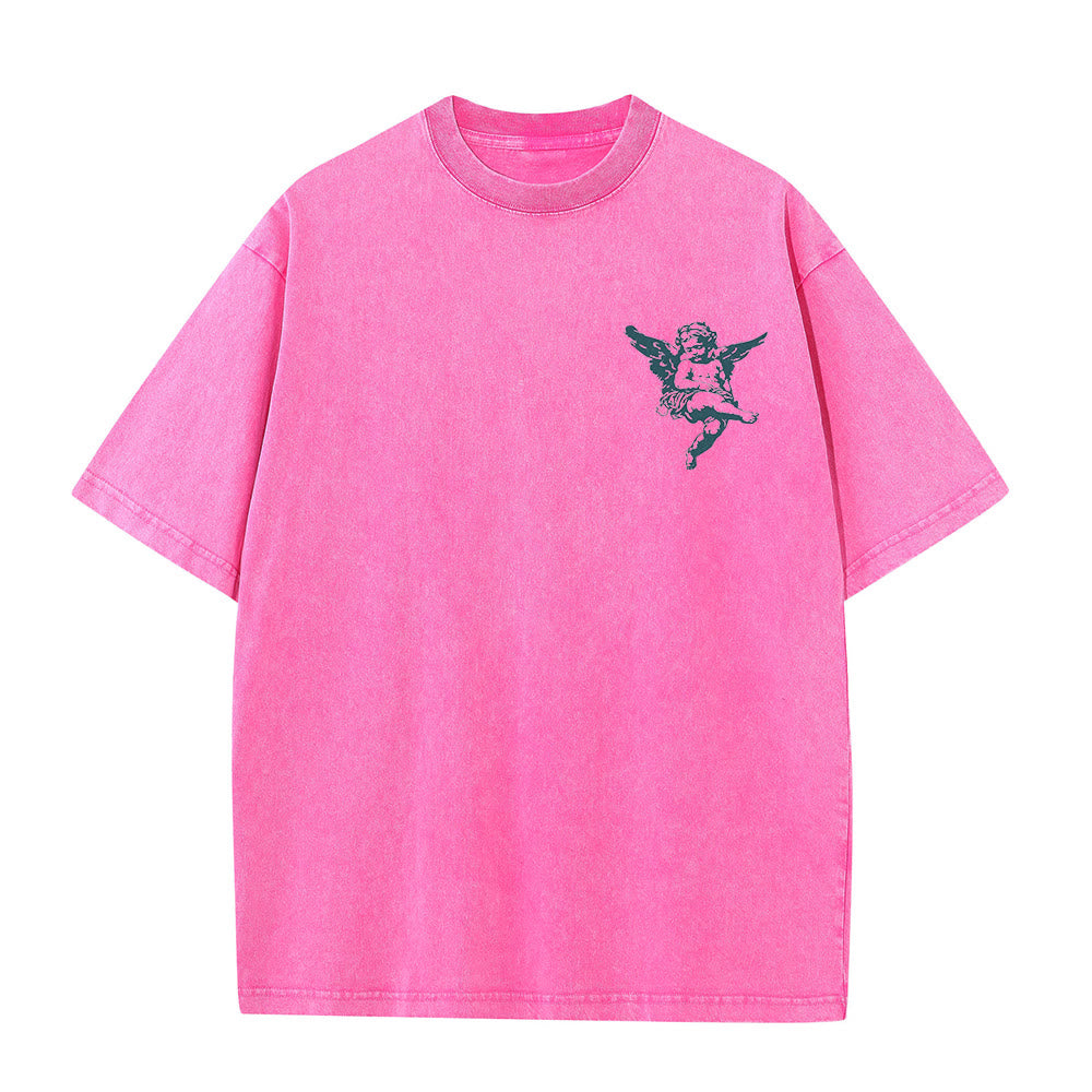 T-shirt unisexe lavé, inspiré par Christianartworkshop et orné d'un chérubin. - image 13