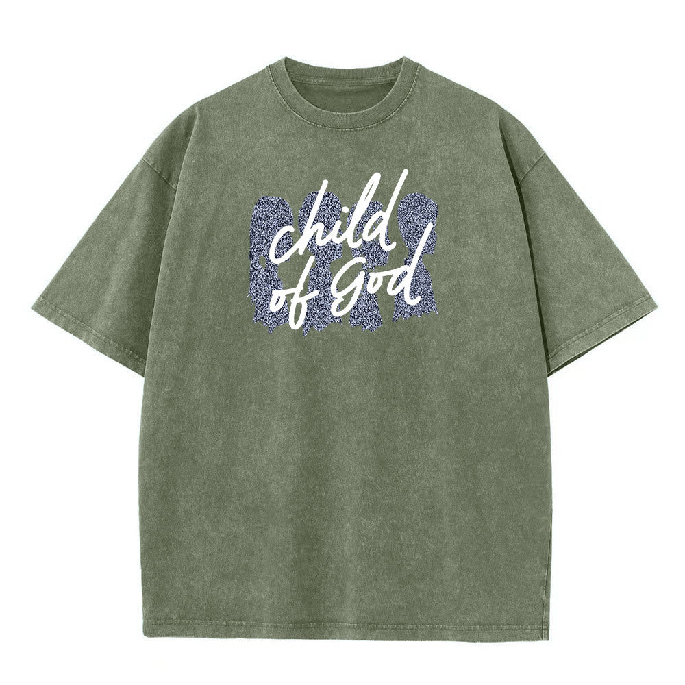 T-shirt unisexe délavé Christianartworkshop Enfant de Dieu - Vert armée - 5XL - image 2