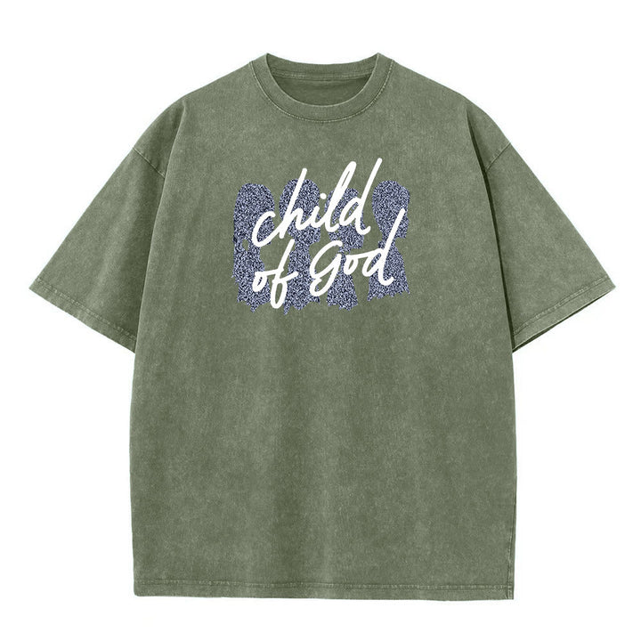 T-shirt unisexe délavé Christianartworkshop Enfant de Dieu - Vert armée - 5XL - image 2
