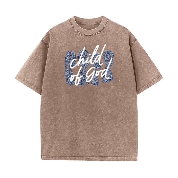 T-shirt unisexe délavé Christianartworkshop Enfant de Dieu - Café - 5XL - image 6