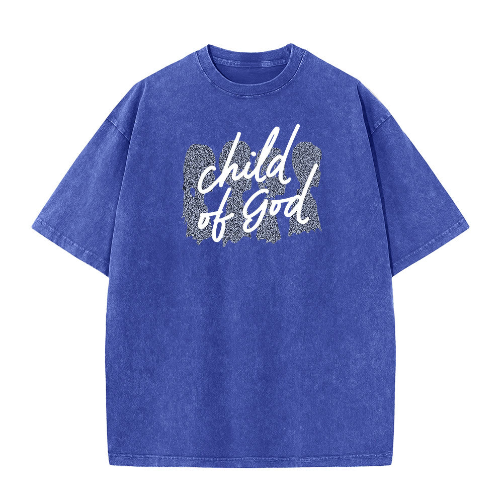 T-shirt unisexe délavé Christianartworkshop Enfant de Dieu - Bleu - 5XL - image 4