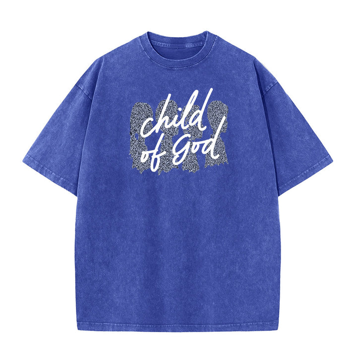 T-shirt unisexe délavé Christianartworkshop Enfant de Dieu - Bleu - 5XL - image 4
