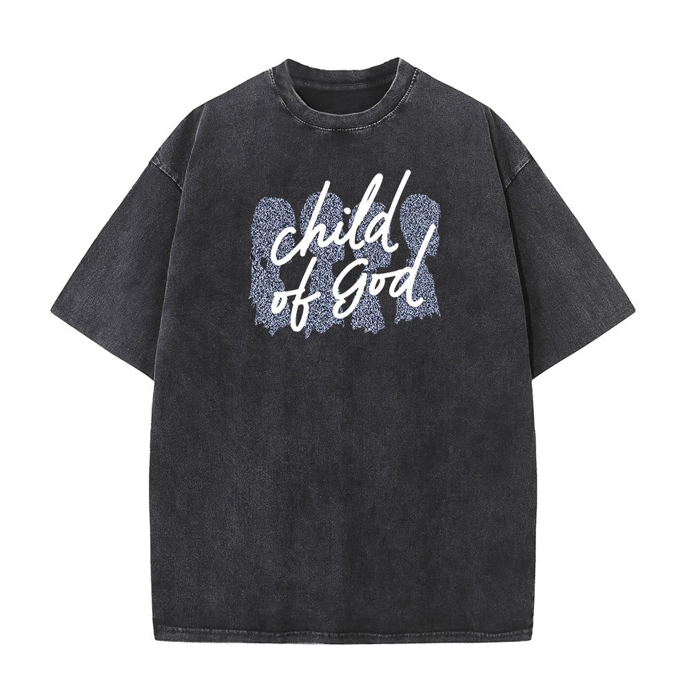 T-shirt unisexe délavé Christianartworkshop Enfant de Dieu - Noir - 5XL - image 1