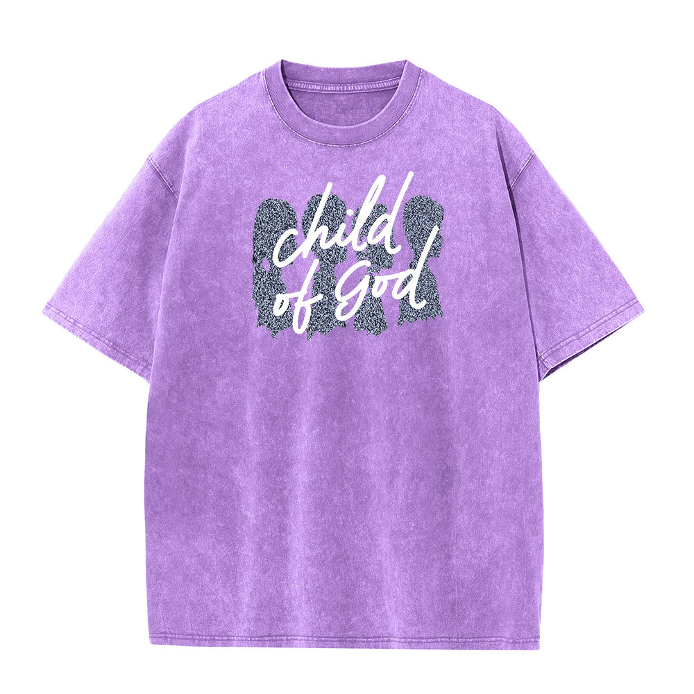 T-shirt unisexe délavé Christianartworkshop Enfant de Dieu - Violet - 5XL - image 0