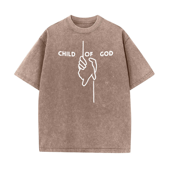 T-shirt unisexe délavé Christianartworkshop « Enfant de Dieu » : Motif croix fait main et foi éternelle - Café - 5XL - image 7