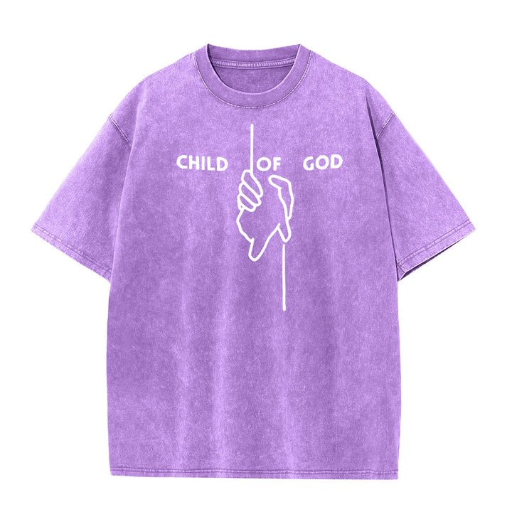 T-shirt unisexe délavé Christianartworkshop « Enfant de Dieu » : Motif croix fait main et foi éternelle - Violet - 5XL - image 5