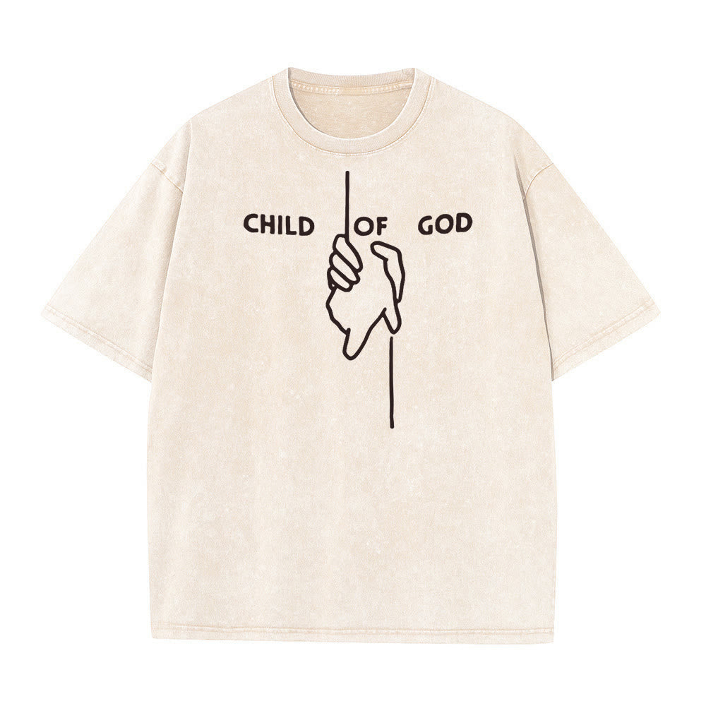 T-shirt unisexe délavé Christianartworkshop « Enfant de Dieu » : Motif croix fait main et foi éternelle - Abricot - 5XL - image 6