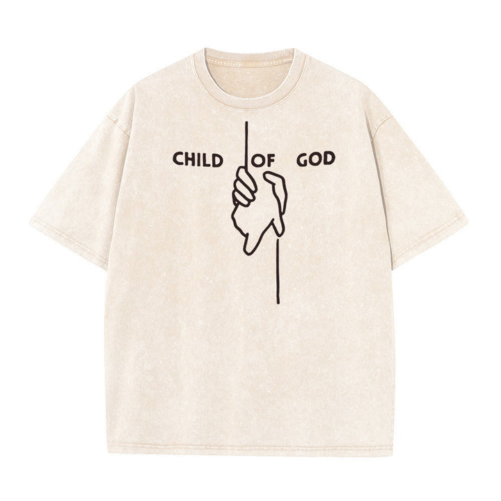 T-shirt unisexe délavé Christianartworkshop « Enfant de Dieu » : Motif croix fait main et foi éternelle - Abricot - 5XL - image 6